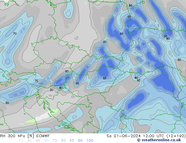 RV 300 hPa ECMWF za 01.06.2024 12 UTC