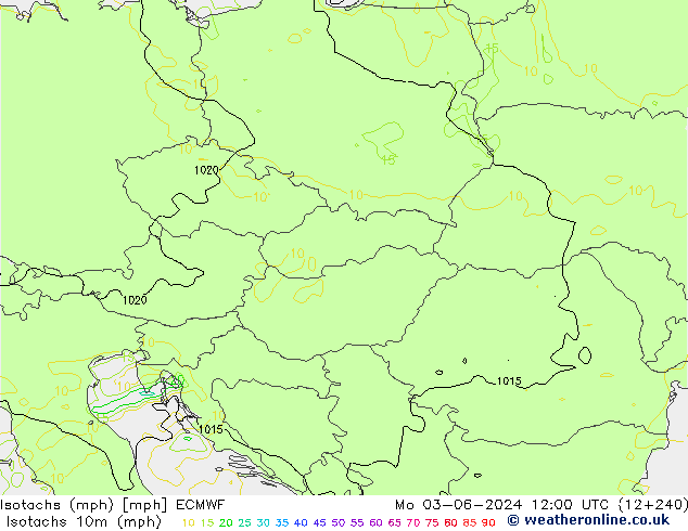 Isotachs (mph) ECMWF  03.06.2024 12 UTC