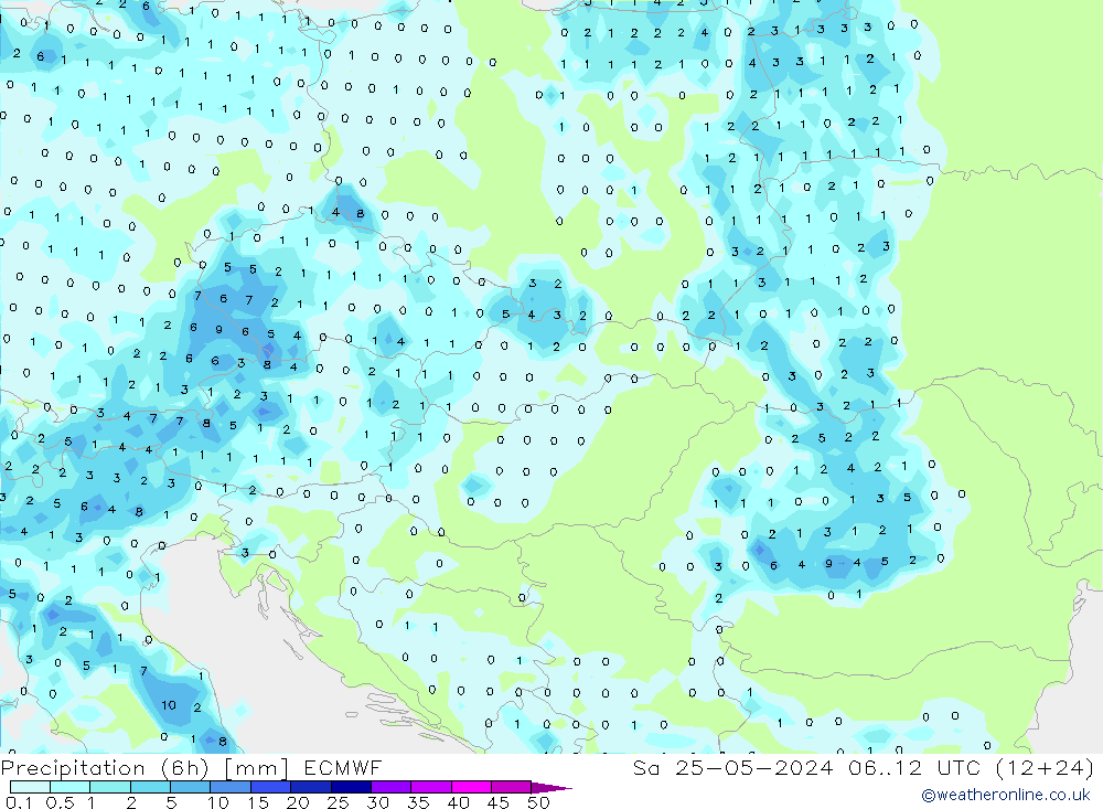 Z500/Rain (+SLP)/Z850 ECMWF Sa 25.05.2024 12 UTC