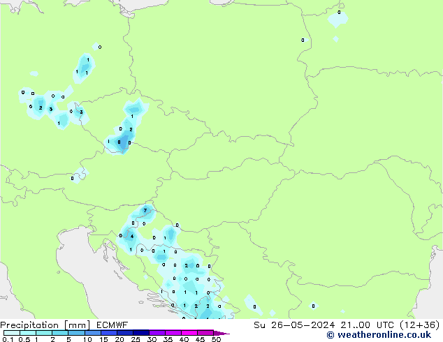 Precipitation ECMWF Su 26.05.2024 00 UTC