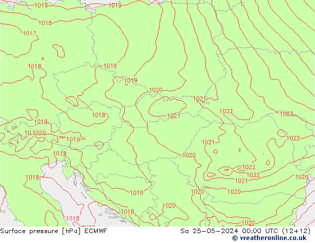 Surface pressure ECMWF Sa 25.05.2024 00 UTC