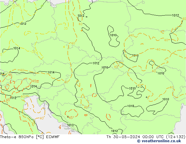 Theta-e 850hPa ECMWF Qui 30.05.2024 00 UTC