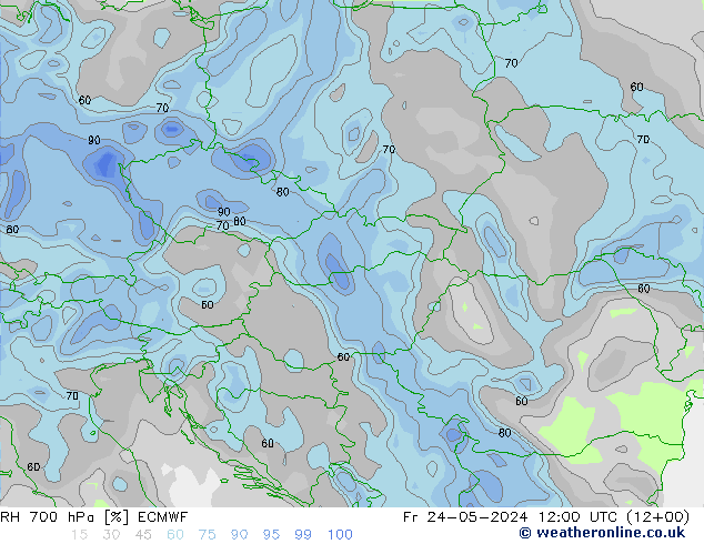 RH 700 hPa ECMWF Fr 24.05.2024 12 UTC