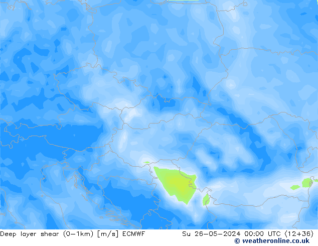 Deep layer shear (0-1km) ECMWF Ne 26.05.2024 00 UTC