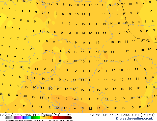 Z500/Rain (+SLP)/Z850 ECMWF Sa 25.05.2024 12 UTC