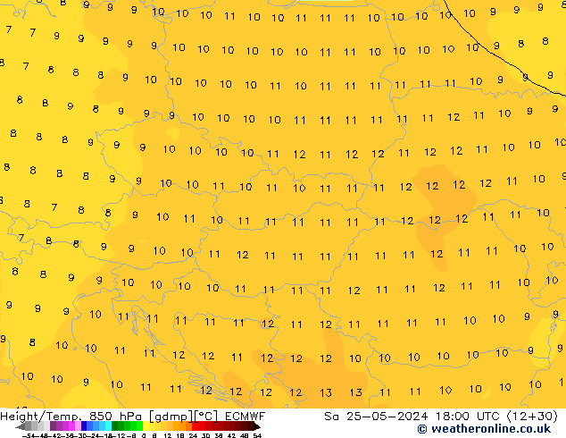 Z500/Rain (+SLP)/Z850 ECMWF сб 25.05.2024 18 UTC