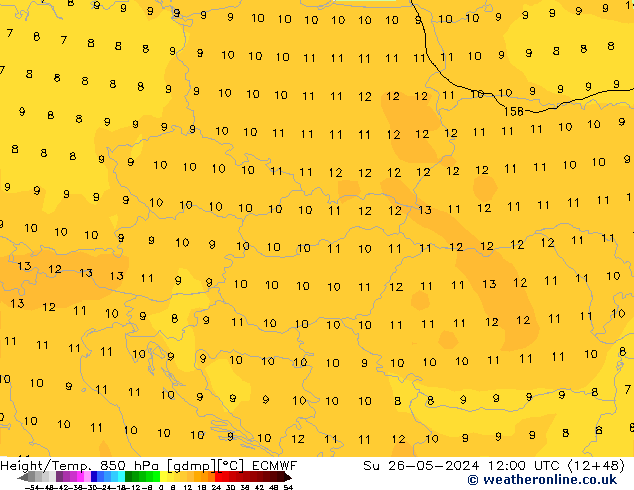 Height/Temp. 850 hPa ECMWF  26.05.2024 12 UTC