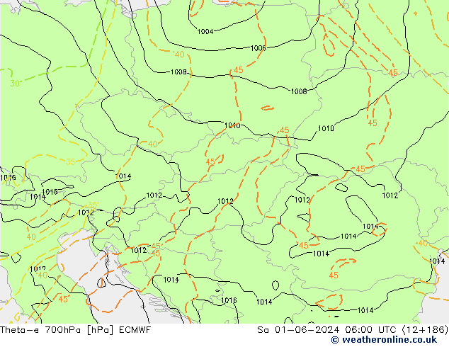 Theta-e 700hPa ECMWF sáb 01.06.2024 06 UTC