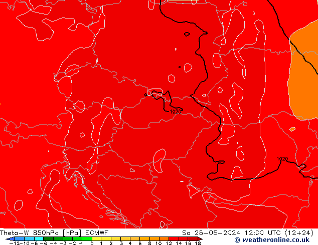 Theta-W 850hPa ECMWF Sa 25.05.2024 12 UTC