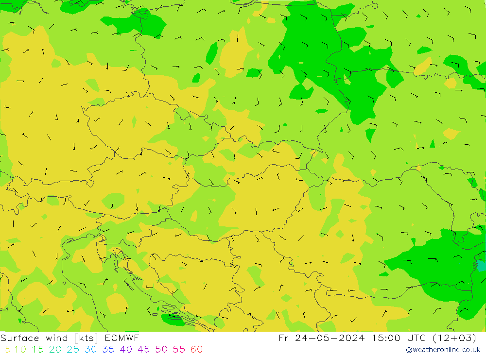 ветер 10 m ECMWF пт 24.05.2024 15 UTC