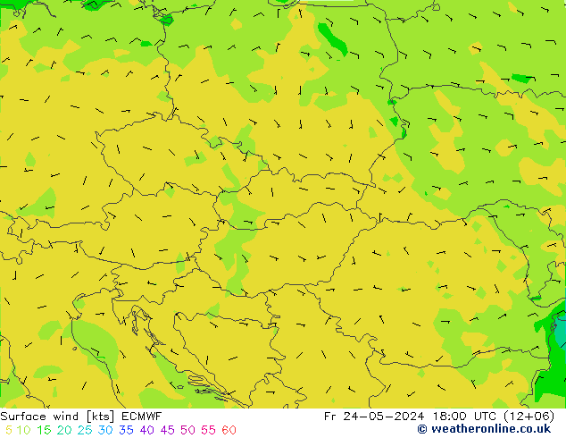 Prec 6h/Wind 10m/950 ECMWF Sex 24.05.2024 18 UTC