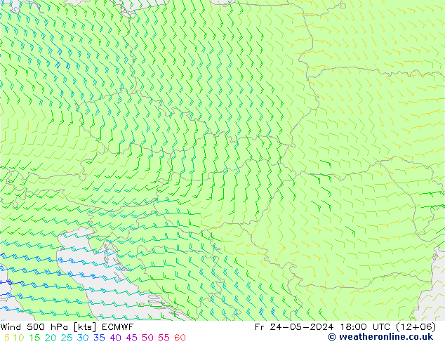 Wind 500 hPa ECMWF Fr 24.05.2024 18 UTC