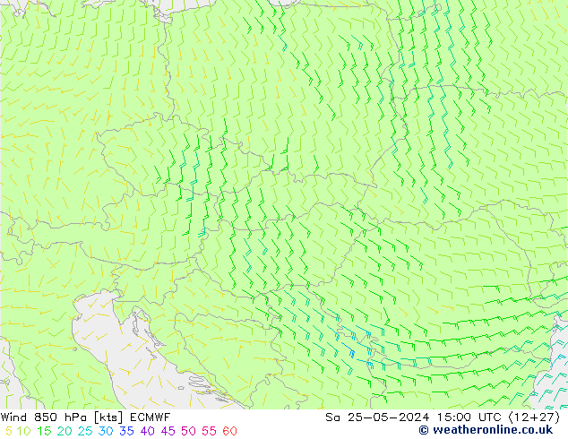 Wind 850 hPa ECMWF za 25.05.2024 15 UTC