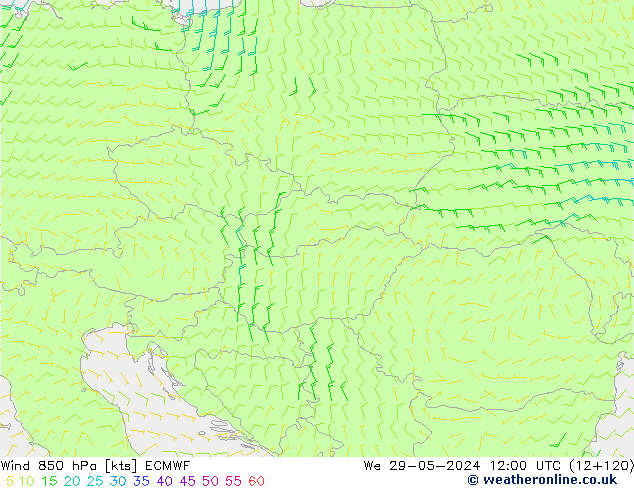 Wind 850 hPa ECMWF St 29.05.2024 12 UTC