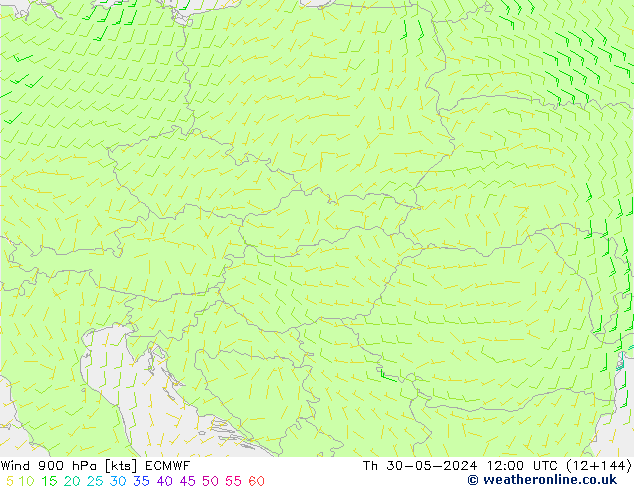 Wind 900 hPa ECMWF do 30.05.2024 12 UTC