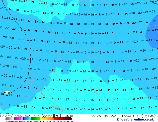 Z500/Rain (+SLP)/Z850 ECMWF сб 25.05.2024 18 UTC