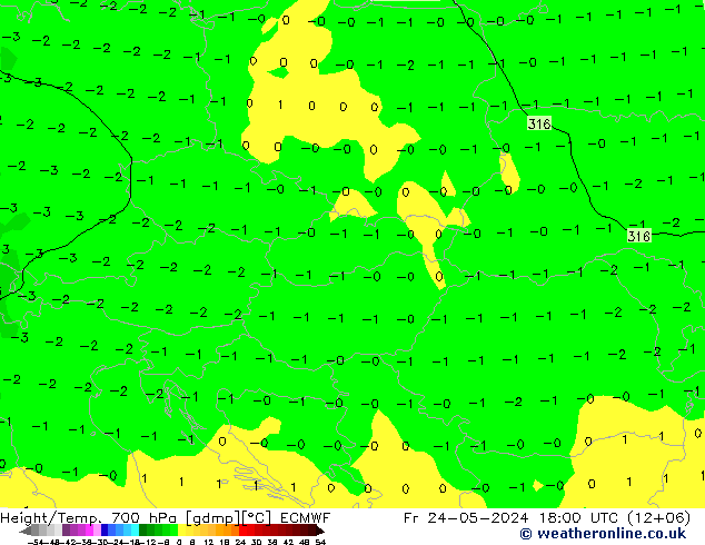 Height/Temp. 700 hPa ECMWF  24.05.2024 18 UTC