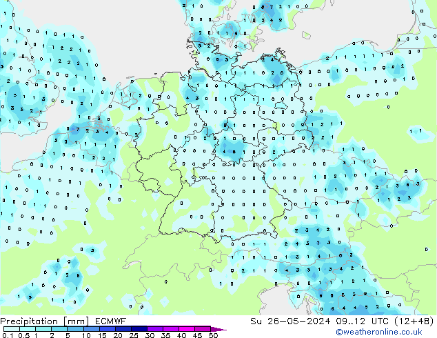 Neerslag ECMWF zo 26.05.2024 12 UTC