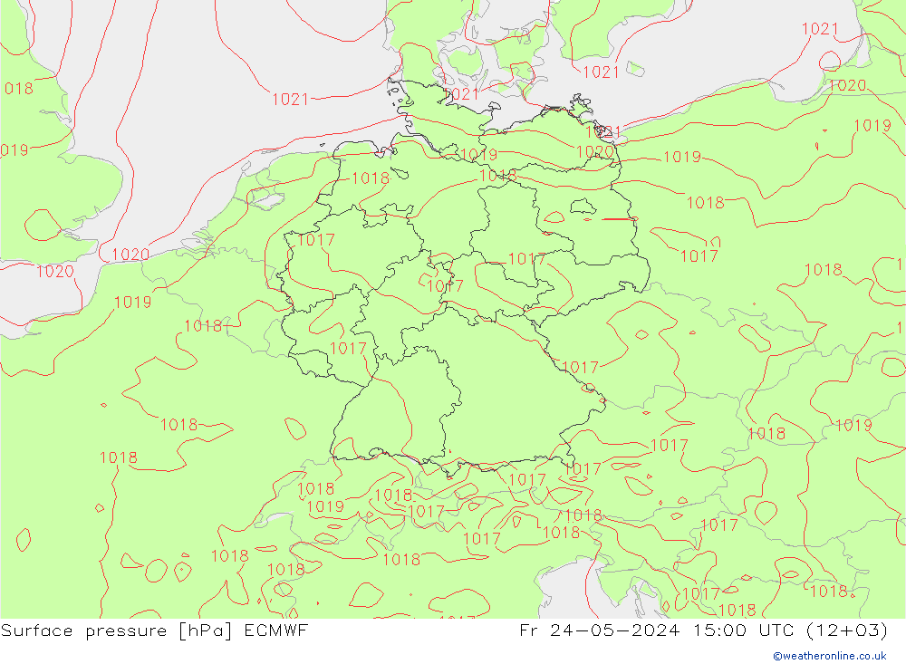 地面气压 ECMWF 星期五 24.05.2024 15 UTC