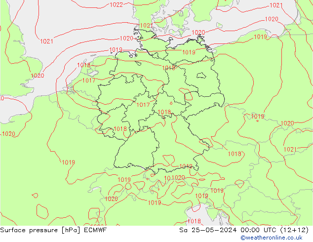 Atmosférický tlak ECMWF So 25.05.2024 00 UTC