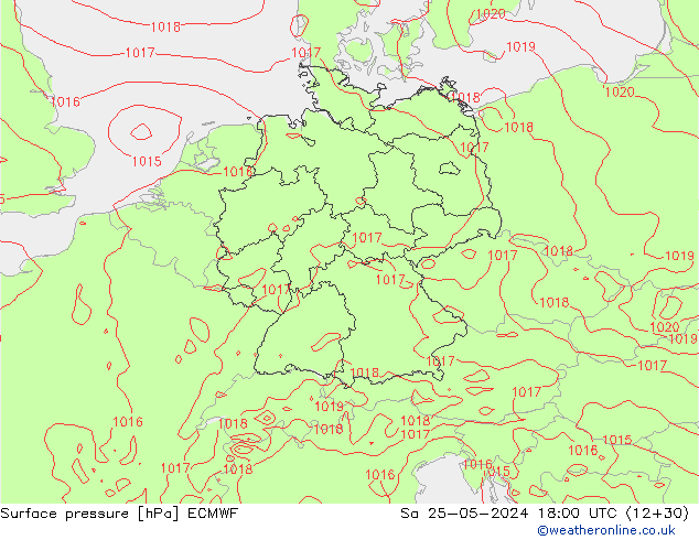 pressão do solo ECMWF Sáb 25.05.2024 18 UTC