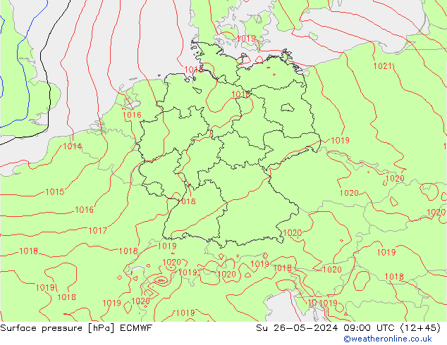 Bodendruck ECMWF So 26.05.2024 09 UTC