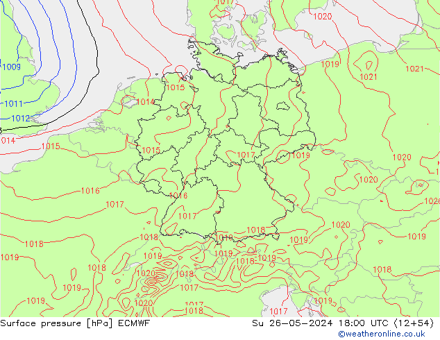 Yer basıncı ECMWF Paz 26.05.2024 18 UTC