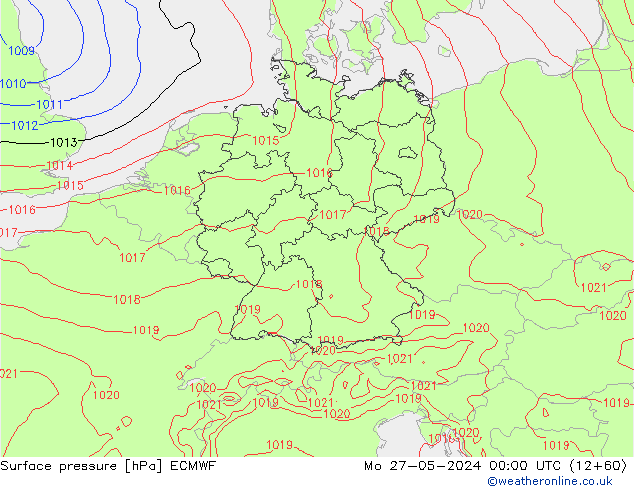 Bodendruck ECMWF Mo 27.05.2024 00 UTC