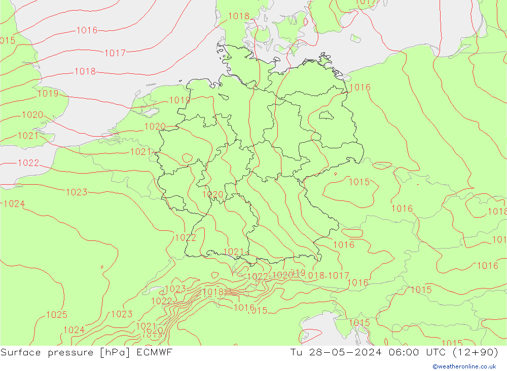 pression de l'air ECMWF mar 28.05.2024 06 UTC