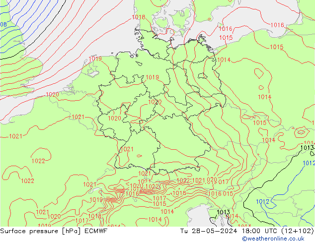 pression de l'air ECMWF mar 28.05.2024 18 UTC