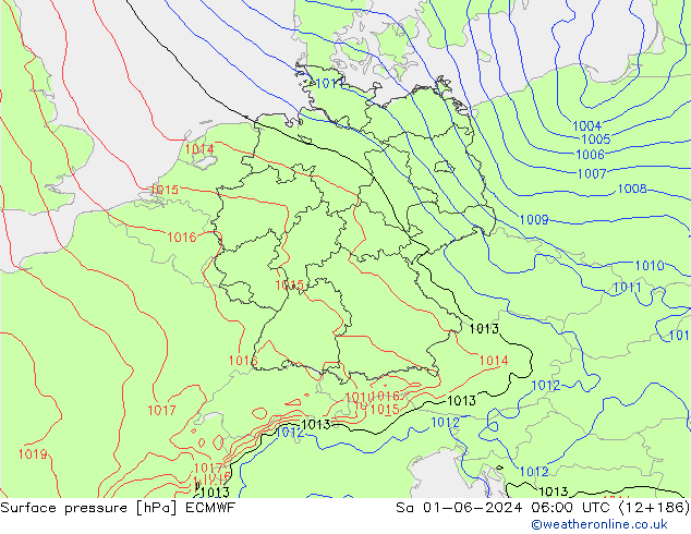 Bodendruck ECMWF Sa 01.06.2024 06 UTC