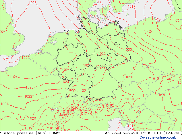 приземное давление ECMWF пн 03.06.2024 12 UTC