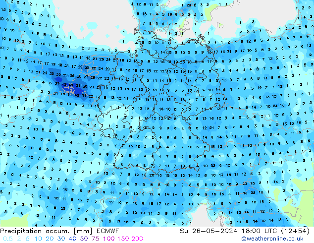 Toplam Yağış ECMWF Paz 26.05.2024 18 UTC