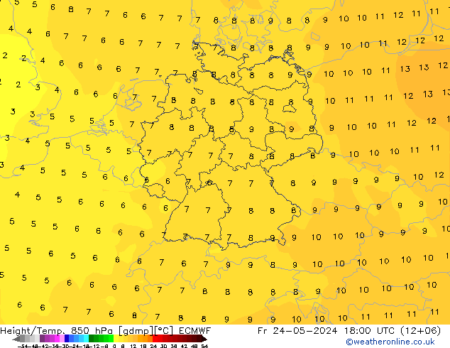 Height/Temp. 850 hPa ECMWF ven 24.05.2024 18 UTC