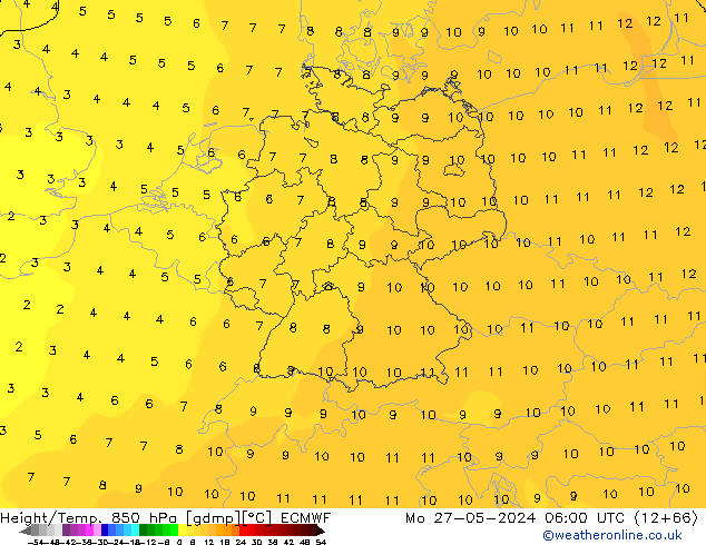 Z500/Rain (+SLP)/Z850 ECMWF Mo 27.05.2024 06 UTC