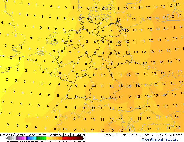 Z500/Rain (+SLP)/Z850 ECMWF пн 27.05.2024 18 UTC