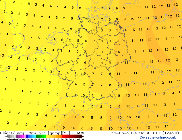 Z500/Yağmur (+YB)/Z850 ECMWF Sa 28.05.2024 06 UTC