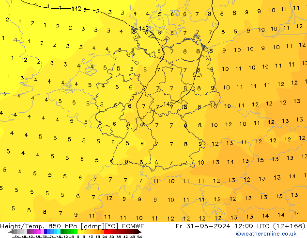 Z500/Rain (+SLP)/Z850 ECMWF  31.05.2024 12 UTC