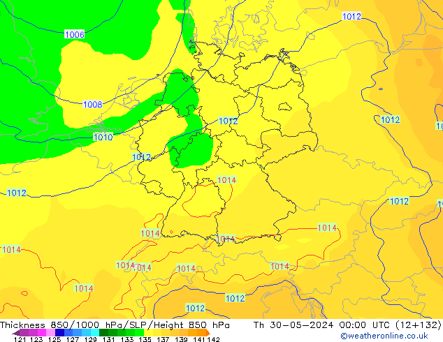 Thck 850-1000 hPa ECMWF Th 30.05.2024 00 UTC