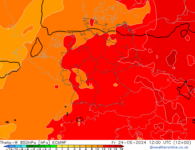 Theta-W 850hPa ECMWF ven 24.05.2024 12 UTC