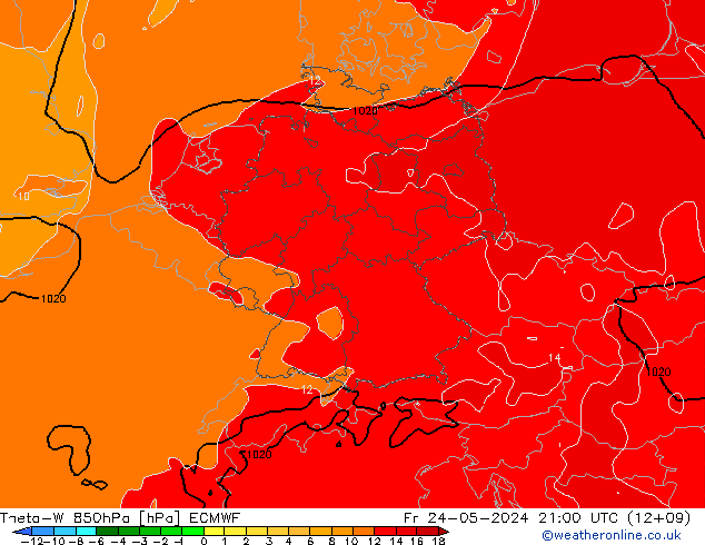 Theta-W 850hPa ECMWF ven 24.05.2024 21 UTC