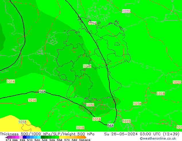 Dikte 500-1000hPa ECMWF zo 26.05.2024 03 UTC