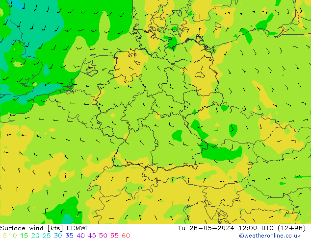 Rüzgar 10 m ECMWF Sa 28.05.2024 12 UTC