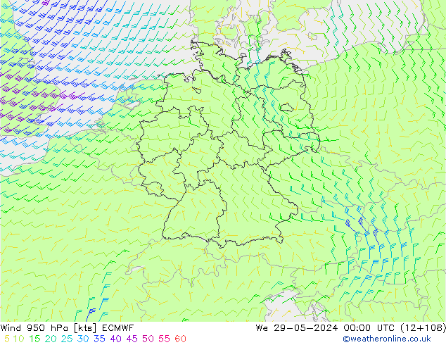 Wind 950 hPa ECMWF wo 29.05.2024 00 UTC