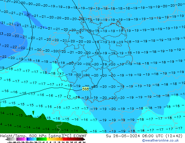 Height/Temp. 500 hPa ECMWF Su 26.05.2024 06 UTC