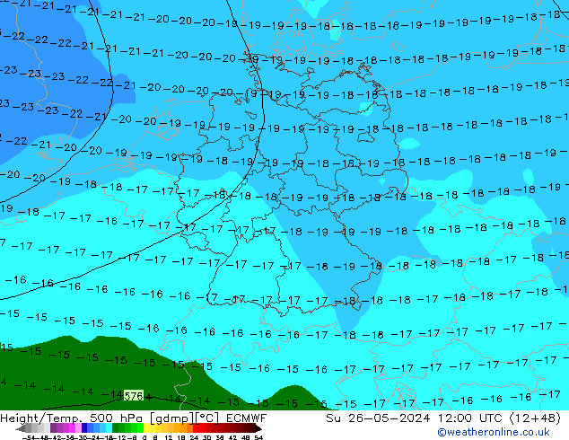 Z500/Rain (+SLP)/Z850 ECMWF Вс 26.05.2024 12 UTC