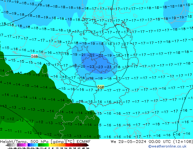 Height/Temp. 500 hPa ECMWF We 29.05.2024 00 UTC