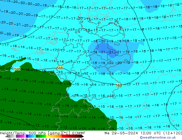 Z500/Rain (+SLP)/Z850 ECMWF We 29.05.2024 12 UTC