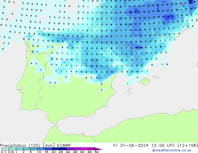 Nied. akkumuliert (12Std) ECMWF Fr 31.05.2024 00 UTC