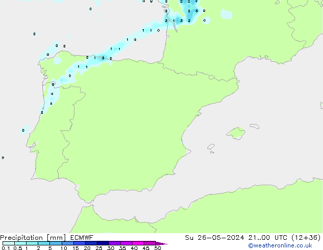 Precipitación ECMWF dom 26.05.2024 00 UTC